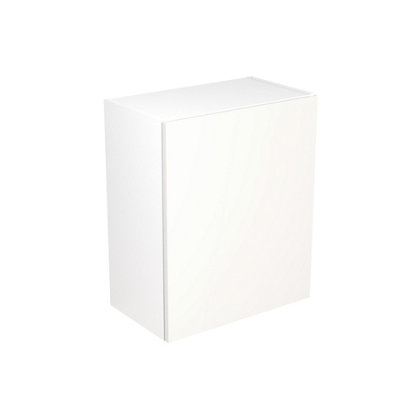 Kitchen Kit Pre-Built White Gloss Wall Unit 600mm - Slab Cabinet Door - Screwless Quick Build Kitchen Unit Easy Install
