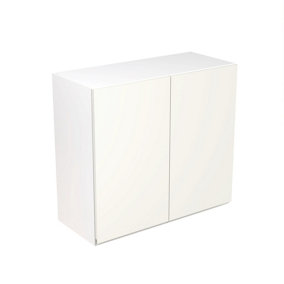 Kitchen Kit Pre-Built White Gloss Wall Unit 800mm - J-Pull Cabinet Door - Screwless Quick Build Kitchen Unit Easy Install