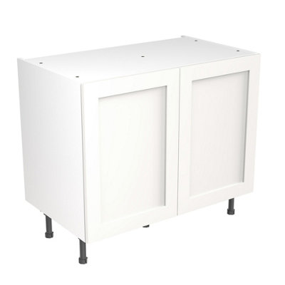 Kitchen Kit Pre-Built White Matt Base Unit 1000mm - Shaker Cabinet Door - Screwless Quick Build Kitchen Unit Easy Install