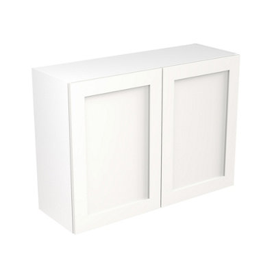 Kitchen Kit Pre-Built White Matt Wall Unit 1000mm - Shaker Cabinet Door - Screwless Quick Build Kitchen Unit Easy Install