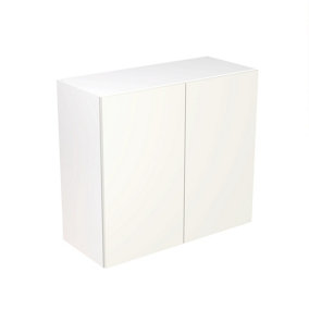 Kitchen Kit Pre-Built White Matt Wall Unit 800mm - Value Slab Cabinet Door - Screwless Quick Build Kitchen Unit Easy Install