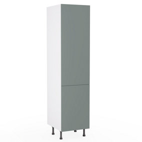 Kitchen Kit Sage Green Matt J-Pull Door Larder Tall Unit Cabinet Handleless Soft Close Drawers Flatpack - 500x2120mm