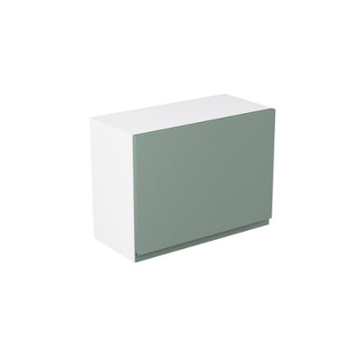 Kitchen Kit Sage Green Matt J-Pull Door Single Extractor Wall Mounted Unit Cabinet Handleless Soft Close Flatpack - 600x455mm