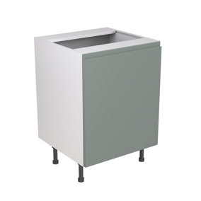 Kitchen Kit Sage Green Matt J-Pull Door Sink/Hob Base Unit Cabinet Handleless Soft Close Drawers Pre-Built - 600x870mm