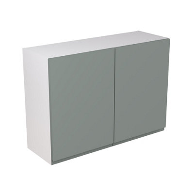 Kitchen Kit Sage Green Matt J-Pull Door Wall Mounted Unit Cabinet Handleless Soft Close Drawers Flatpack - 1000x720mm
