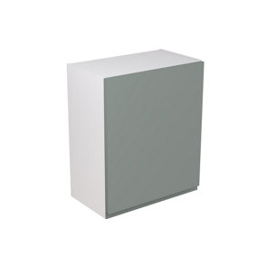 Kitchen Kit Sage Green Matt J-Pull Door Wall Mounted Unit Cabinet Handleless Soft Close Drawers Flatpack - 600x720mm