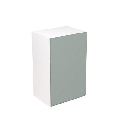 Kitchen Kit Sage Green Matt J-Pull Door Wall Mounted Unit Cabinet Handleless Soft Close Drawers Pre-Built - 450x720mm