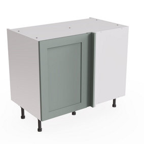 Kitchen Kit Sage Green Matt Shaker Door Base Unit Blind Corner Cabinet Soft Close Drawers Flatpack - 1000x870mm