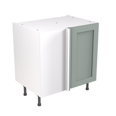 Kitchen Kit Sage Green Matt Shaker Door Base Unit Blind Corner Cabinet Soft Close Drawers Flatpack - 800x870mm