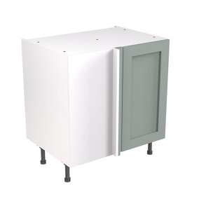 Kitchen Kit Sage Green Matt Shaker Door Base Unit Blind Corner Cabinet Soft Close Drawers Flatpack - 800x870mm
