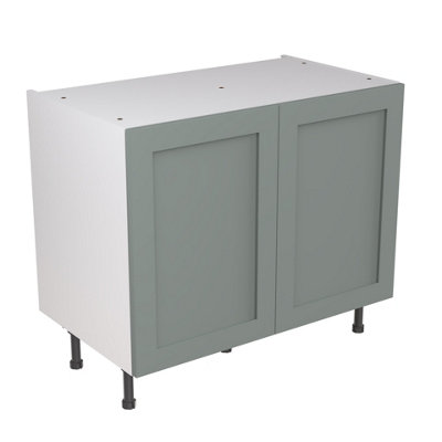 Kitchen Kit Sage Green Matt Shaker Door Base Unit Cabinet Soft Close Drawers Pre-Built - 1000x870mm