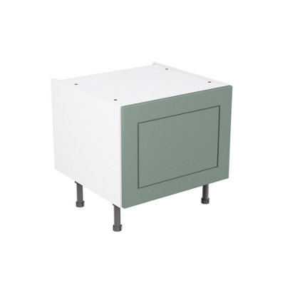 Kitchen Kit Sage Green Matt Shaker Door Belfast Sink Base Unit Cabinet Soft Close Drawers Pre-Built - 600x455mm