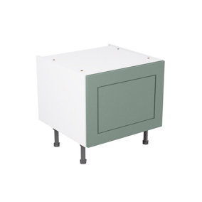 Kitchen Kit Sage Green Matt Shaker Door Belfast Sink Base Unit Cabinet Soft Close Drawers Pre-Built - 600x455mm