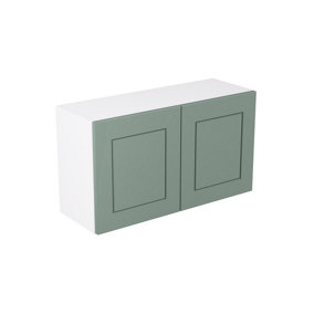 Kitchen Kit Sage Green Matt Shaker Door Double Extractor Wall Mounted Unit Cabinet Soft Close Drawers Flatpack - 800x455mm