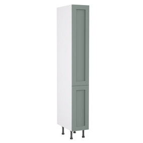 Kitchen Kit Sage Green Matt Shaker Door Larder Tall Unit Cabinet Soft Close Drawers Flatpack - 300x2120mm
