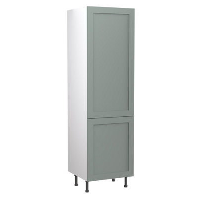 Kitchen Kit Sage Green Matt Shaker Door Larder Tall Unit Cabinet Soft Close Drawers Flatpack - 500x2120mm