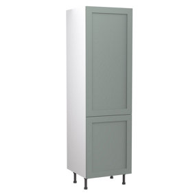 Kitchen Kit Sage Green Matt Shaker Door Larder Tall Unit Cabinet Soft Close Drawers Flatpack - 600x2120mm