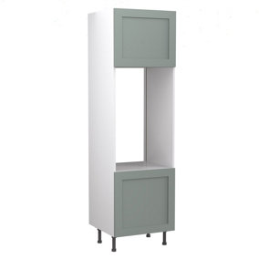 Kitchen Kit Sage Green Matt Shaker Door Oven (Double) Housing Tall Unit Cabinet Soft Close Drawers Flatpack - 600x2120mm