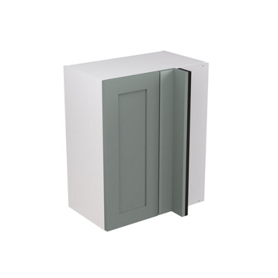 Kitchen Kit Sage Green Matt Shaker Door Wall Mounted Unit Blind Corner Cabinet Soft Close Drawers Pre-Built - 600x720mm