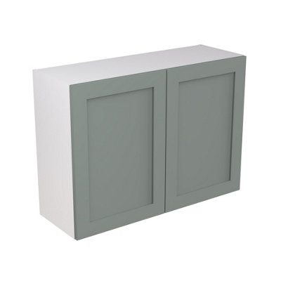 Kitchen Kit Sage Green Matt Shaker Door Wall Mounted Unit Cabinet Soft Close Drawers Flatpack - 1000x720mm