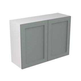 Kitchen Kit Sage Green Matt Shaker Door Wall Mounted Unit Cabinet Soft Close Drawers Pre-Built - 1000x720mm