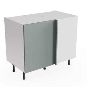 Kitchen Kit Sage Green Matt Slab Door Base Unit Blind Corner Cabinet Soft Close Drawers Flatpack - 1000x870mm