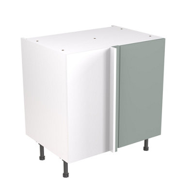 Kitchen Kit Sage Green Matt Slab Door Base Unit Blind Corner Cabinet Soft Close Drawers Pre-Built - 800x870mm