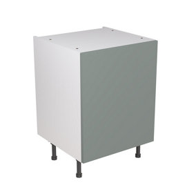 Kitchen Kit Sage Green Matt Slab Door Base Unit Cabinet Soft Close Drawers Pre-Built - 600x870mm