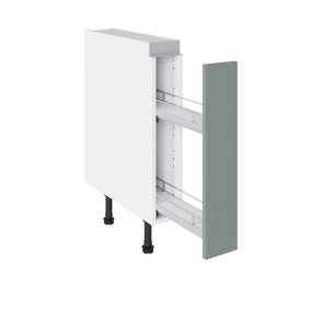 Kitchen Kit Sage Green Matt Slab Door Base Unit Pull Out Cabinet Soft Close Drawers Pre-Built - 150x870mm