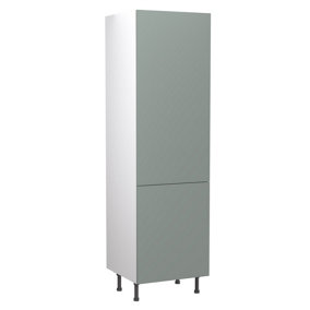 Kitchen Kit Sage Green Matt Slab Door Larder Tall Unit Cabinet Soft Close Drawers Flatpack - 600x2120mm