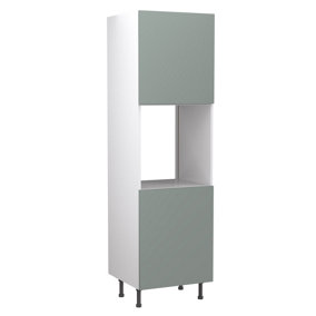 Kitchen Kit Sage Green Matt Slab Door Oven (Single) Housing Tall Unit Cabinet Soft Close Drawers Flatpack - 600x2120mm
