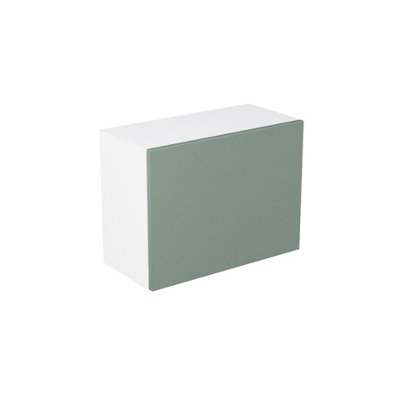 Kitchen Kit Sage Green Matt Slab Door Single Extractor Wall Mounted Unit Cabinet Soft Close Drawers Pre-Built - 600x455mm