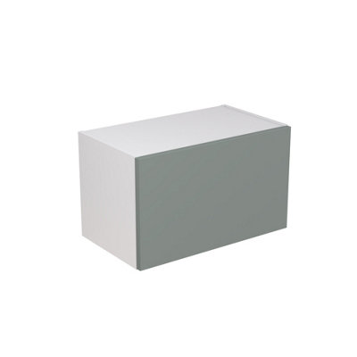 Kitchen Kit Sage Green Matt Slab Door Wall Mounted Bridging Unit Cabinet Soft Close Drawers Pre-Built - 600x360mm