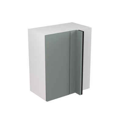 Kitchen Kit Sage Green Matt Slab Door Wall Mounted Unit Blind Corner Cabinet Soft Close Drawers Flatpack - 600x720mm