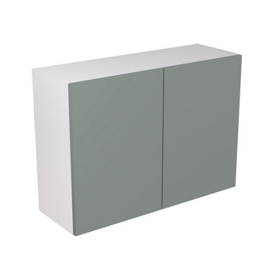 Kitchen Kit Sage Green Matt Slab Door Wall Mounted Unit Cabinet Soft Close Drawers Flatpack - 1000x720mm