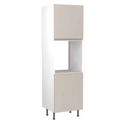 Kitchen Kit Single Oven Tall Housing Unit 600mm w/ J-Pull Cabinet Door - Super Gloss Light Grey