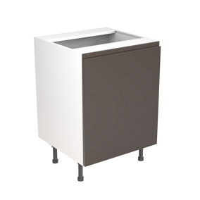 Kitchen Kit Sink Housing Base Unit 600mm w/ J-Pull Cabinet Door - Super Gloss Graphite