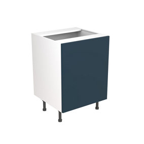 Kitchen Kit Sink Housing Base Unit 600mm w/ Slab Cabinet Door - Ultra Matt Indigo Blue
