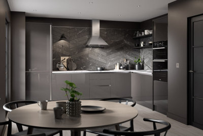 Kitchen Kit Wall End Panel 800mm J-Pull - Super Gloss Graphite