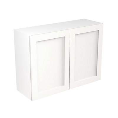 White shaker store wall cabinets