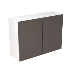 Kitchen Kit Wall Unit 1000mm w/ Slab Cabinet Door - Super Gloss Graphite