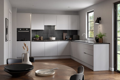 Kitchen Kit Wall Unit 600mm w/ J-Pull Cabinet Door - Ultra Matt Light Grey