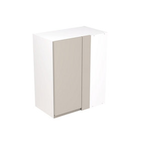 Kitchen Kit Wall Unit Blind Corner 600mm w/ J-Pull Cabinet Door - Super Gloss Light Grey