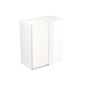 Kitchen Kit Wall Unit Blind Corner 600mm w/ J-Pull Cabinet Door - Super Gloss White
