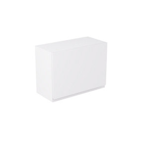 Kitchen Kit White Gloss J-Pull Door Single Extractor Wall Mounted Unit Cabinet Handleless Soft Close Pre-Built - 600x455mm