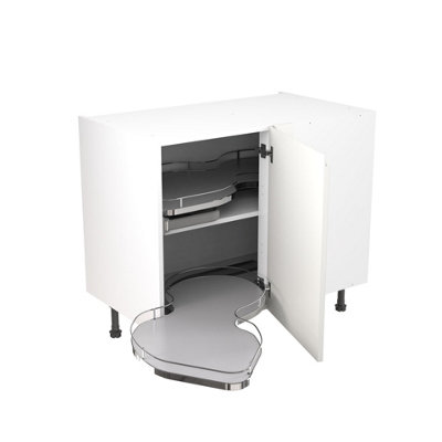 Kitchen Kit White Matt J-Pull Door Base Unit With Dual-Handed Nuvola Blind Corner Cabinet Handleless Pre-Built - 1000x720mm