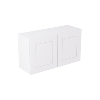 Kitchen Kit White Matt Shaker Door Double Extractor Wall Mounted Unit Cabinet Soft Close Flatpack - 800x455mm