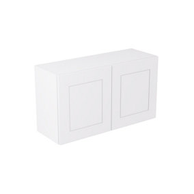 Kitchen Kit White Matt Shaker Door Double Extractor Wall Mounted Unit Cabinet Soft Close Pre-Built - 800x455mm