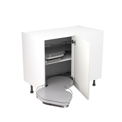 Kitchen Kit White Matt Slab Door Base Unit With Dual-Handed Nuvola Blind Corner Cabinet Flatpack - 1000x720mm