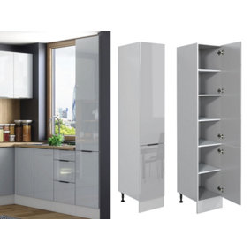 Kitchen Larder Unit Tall Pantry Cupboard 400mm Storage Modern Dove Light Grey Gloss Star
